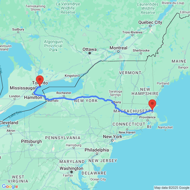 Trip between Boston and Toronto