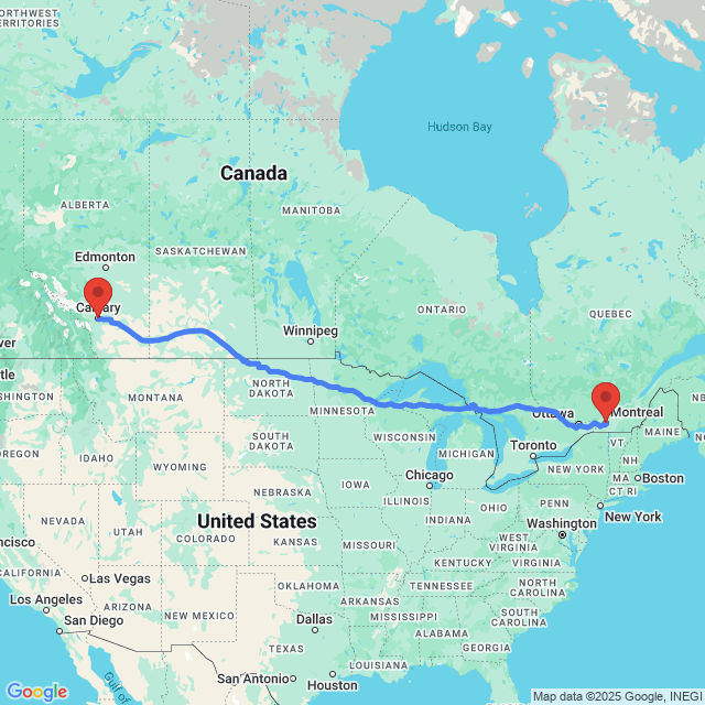 Trip between Calgary and Montreal