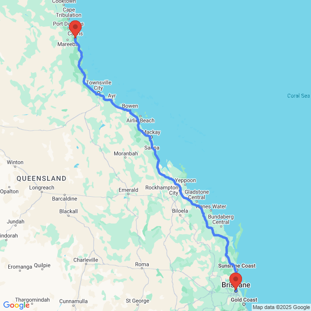Trip between Brisbane and Cairns