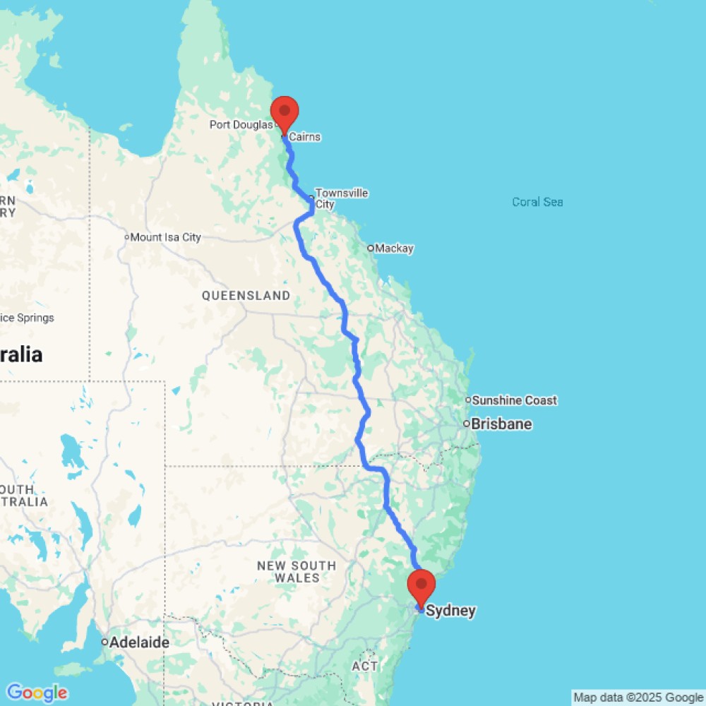 Trip between Sydney and Cairns