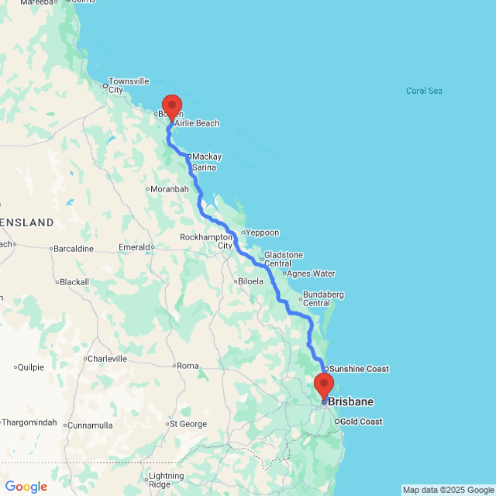 Trip between Brisbane and Airlie Beach