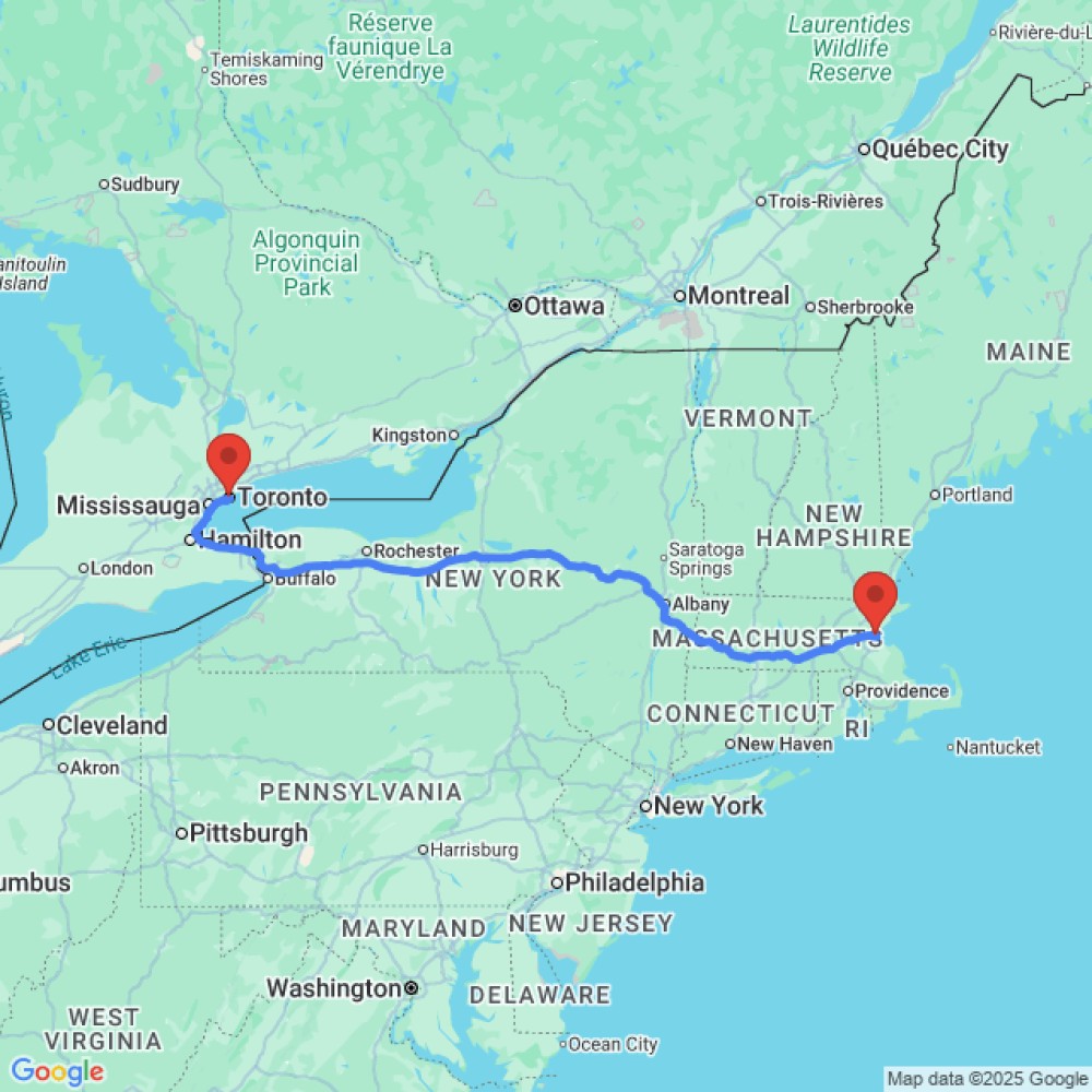 Trip between Boston and Toronto