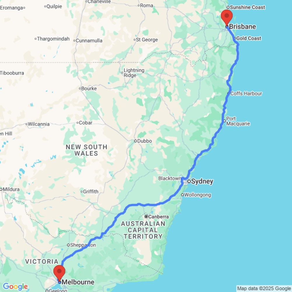 Trip between Brisbane and Melbourne