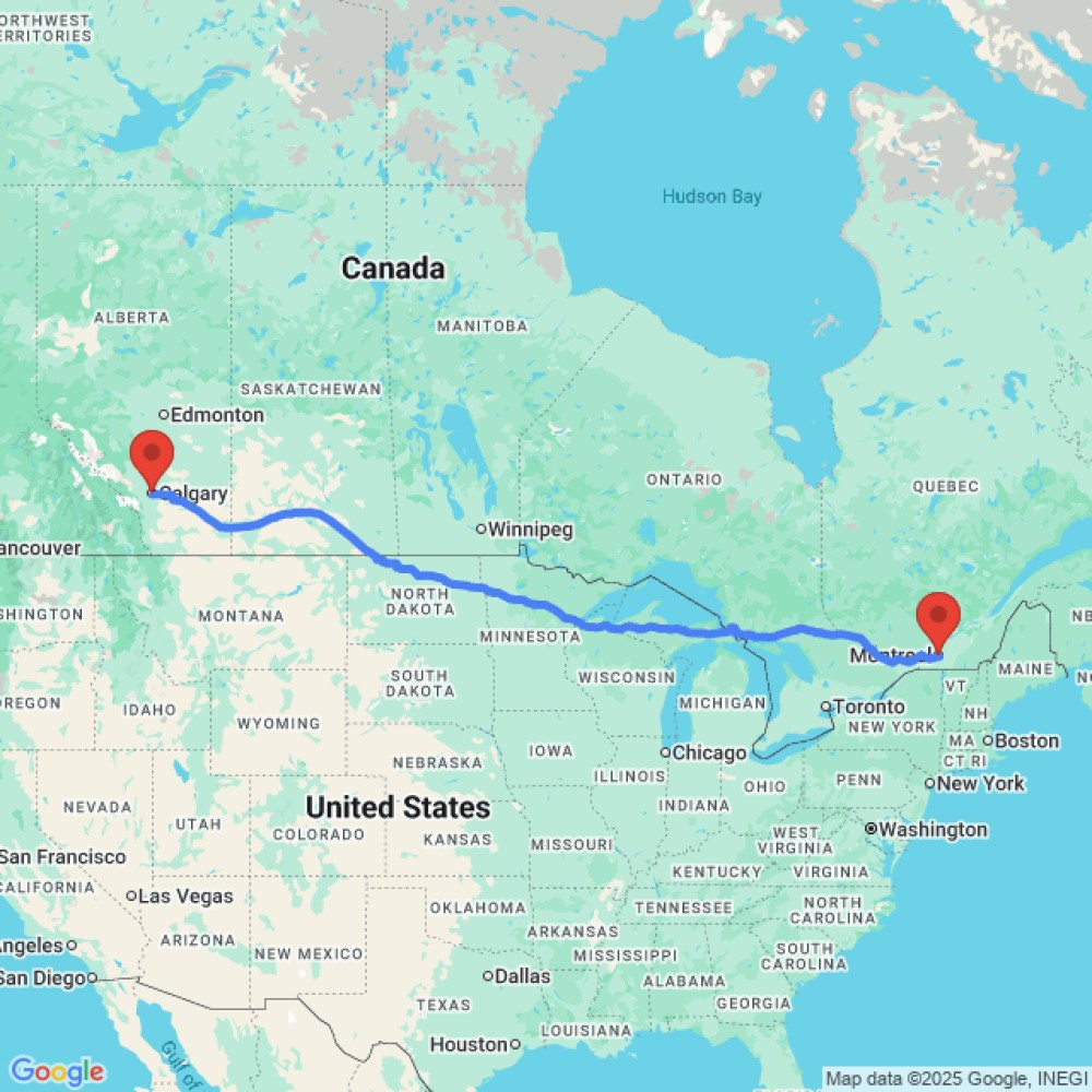 Trip between Calgary and Montreal