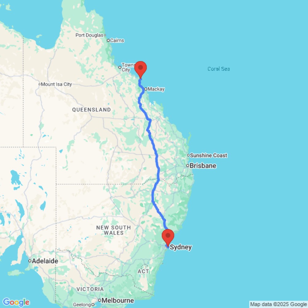 Trip between Sydney and Airlie Beach