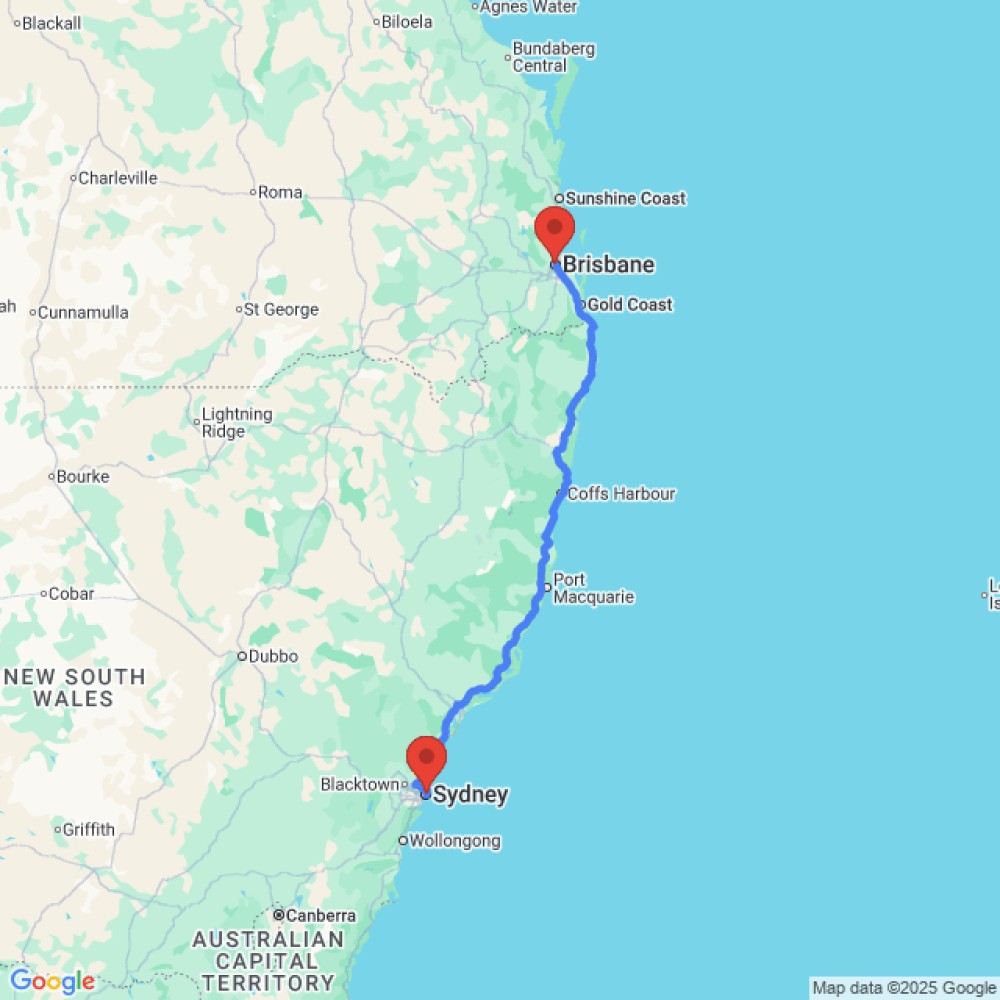 Trip between Sydney and Brisbane