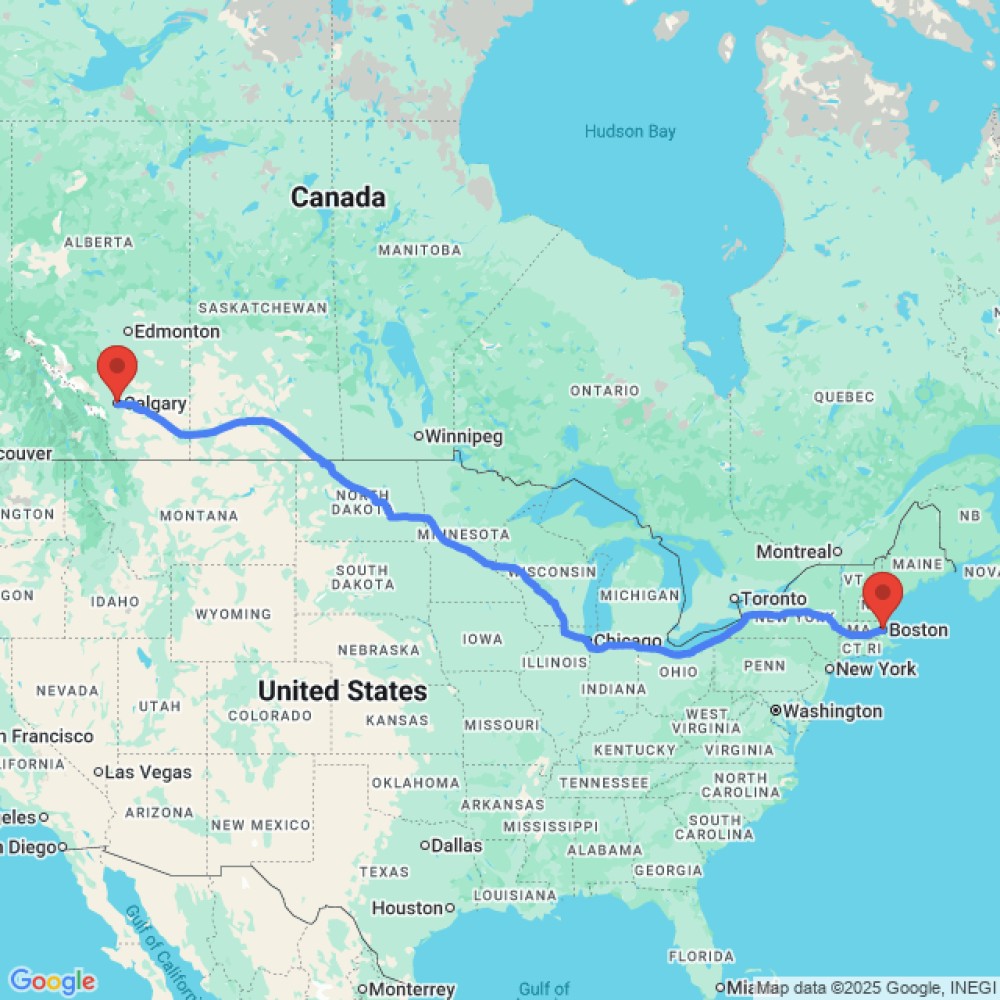 Trip between Calgary and Boston