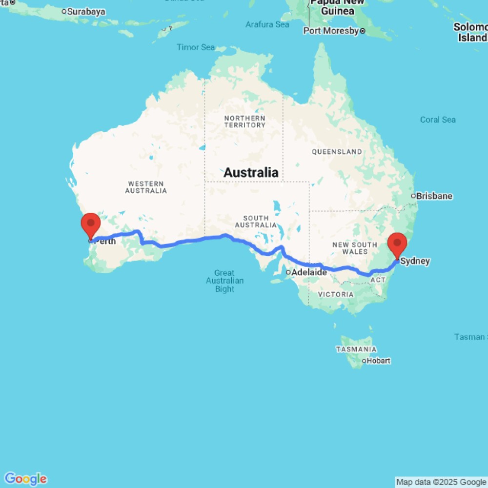 Trip between Perth and Sydney