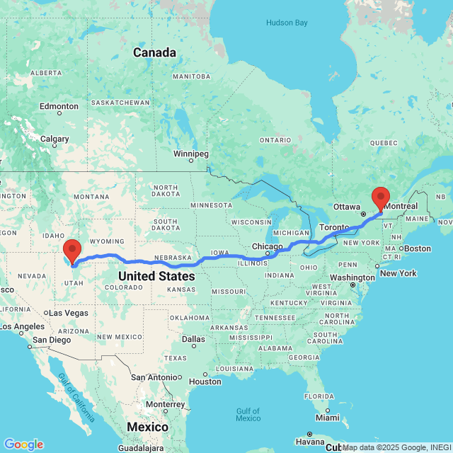 Trip between Montreal and Salt Lake City